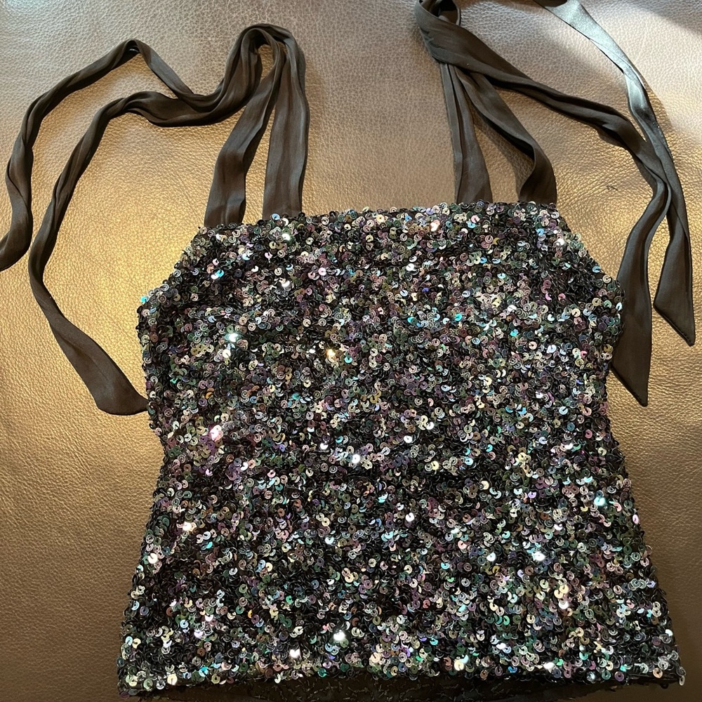 Free People, Intimately Black Sequin Top, XS